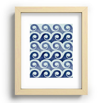 Indigo Geometric Beach Waves Framed Art Print Gallery Image 96