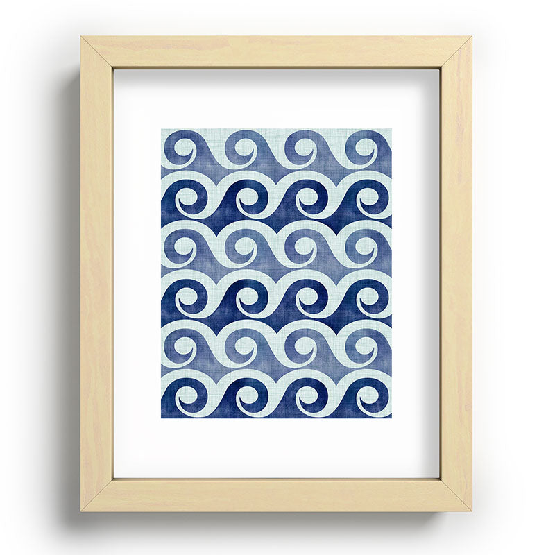 Indigo Geometric Beach Waves Framed Art Print Gallery Image 95