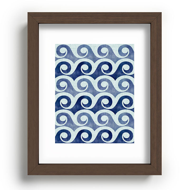 Indigo Geometric Beach Waves Framed Art Print Gallery Image 86