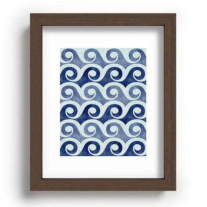 Indigo Geometric Beach Waves Framed Art Print Gallery Image 86