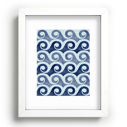 Indigo Geometric Beach Waves Framed Art Print Gallery Image 103