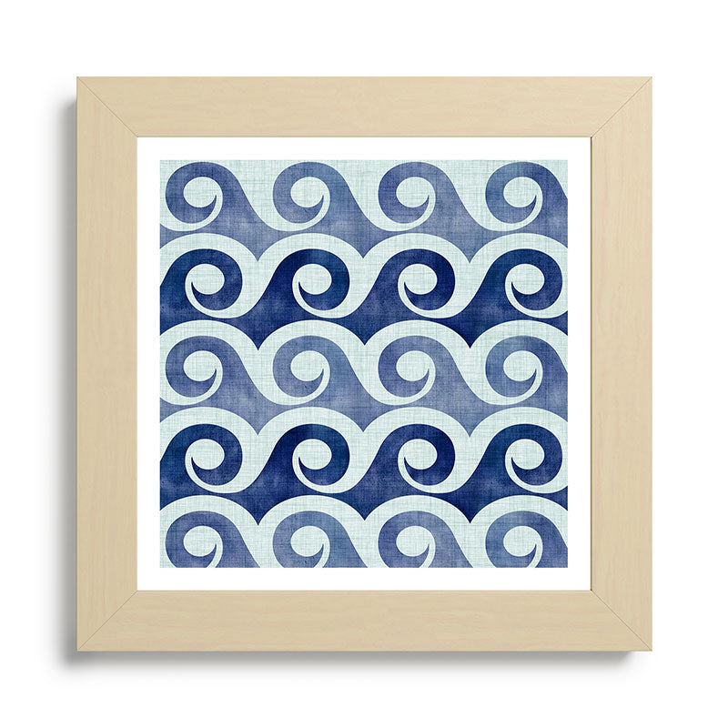 Indigo Geometric Beach Waves Framed Art Print Gallery Image 68