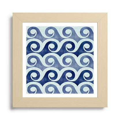 Indigo Geometric Beach Waves Framed Art Print Gallery Image 68