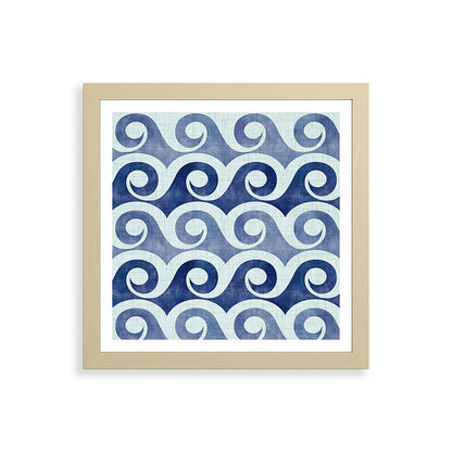 Indigo Geometric Beach Waves Framed Art Print Gallery Image 71