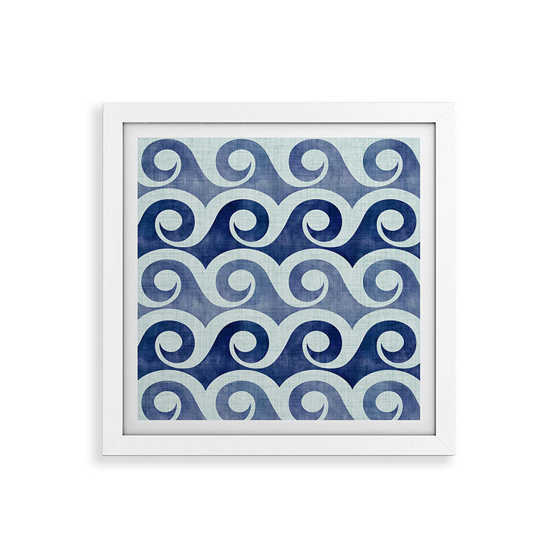Indigo Geometric Beach Waves Framed Art Print Gallery Image 82