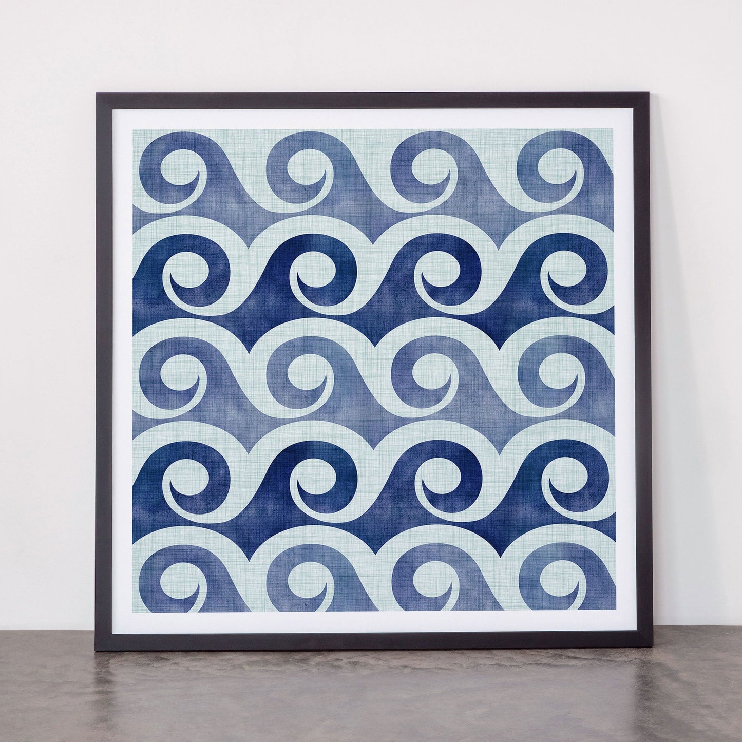 Indigo Geometric Beach Waves Framed Art Print Gallery Image 55