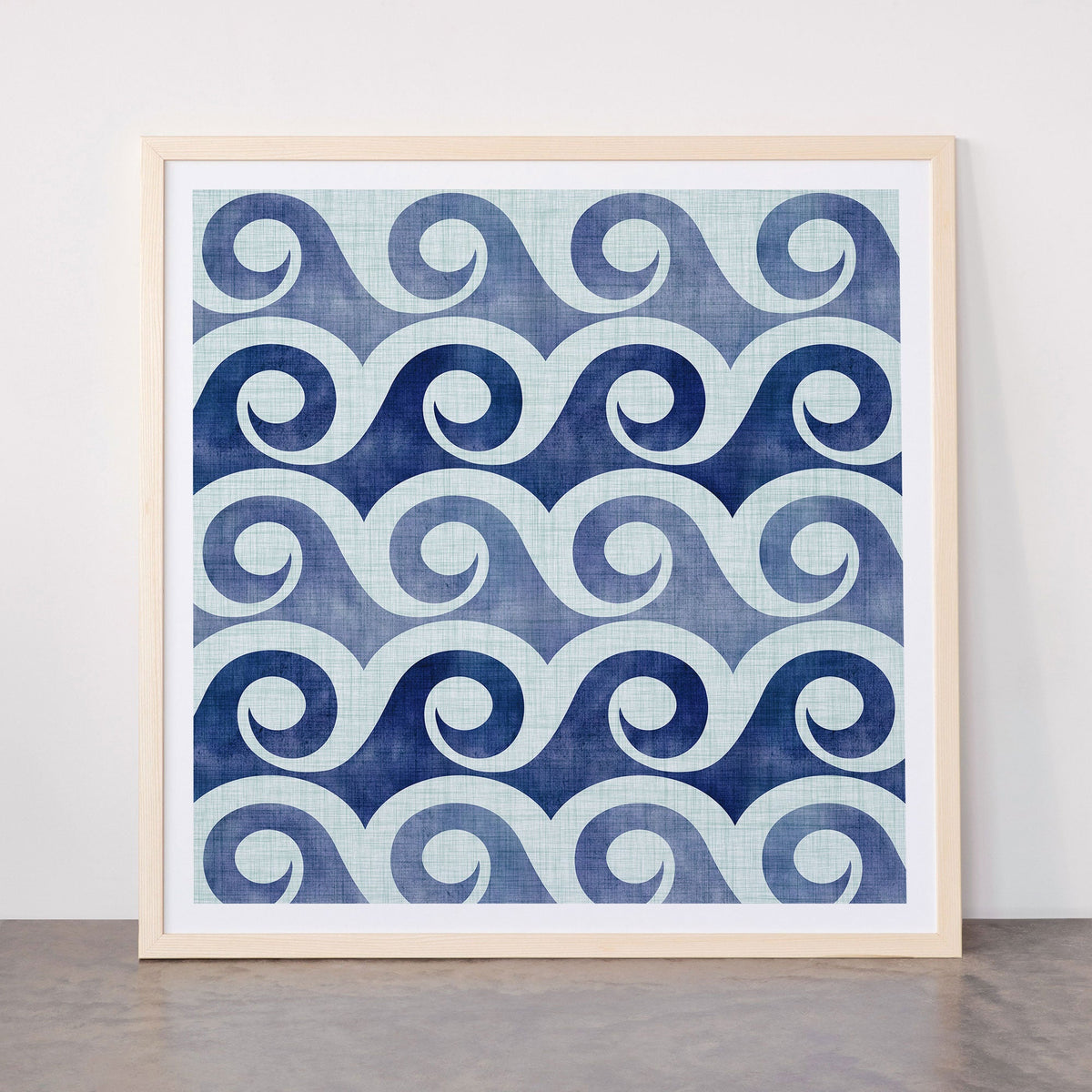 Indigo Geometric Beach Waves Framed Art Print Gallery Image 77
