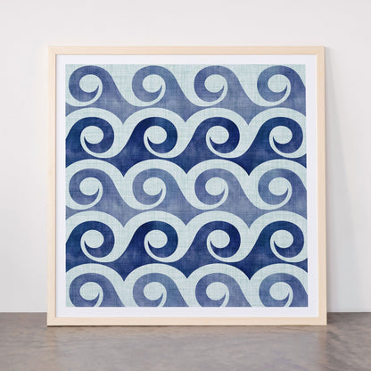 Indigo Geometric Beach Waves Framed Art Print Gallery Image 77
