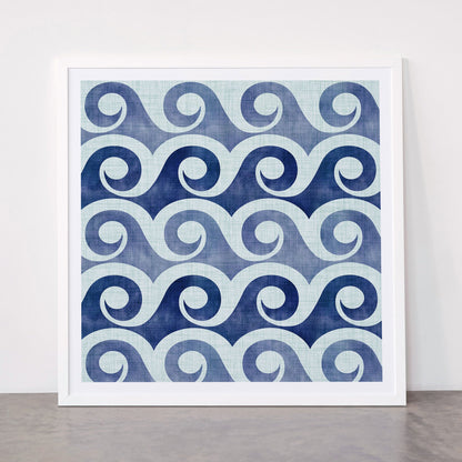 Indigo Geometric Beach Waves Framed Art Print Gallery Image 87