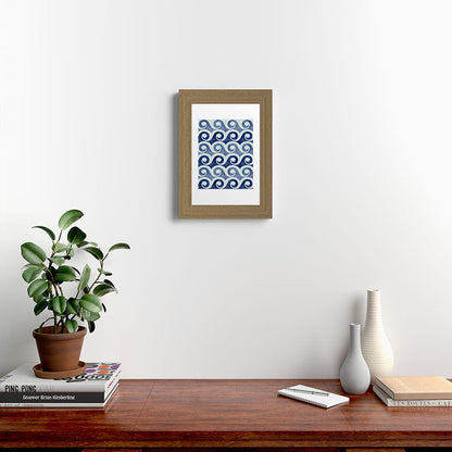 Indigo Geometric Beach Waves Framed Art Print Gallery Image 52