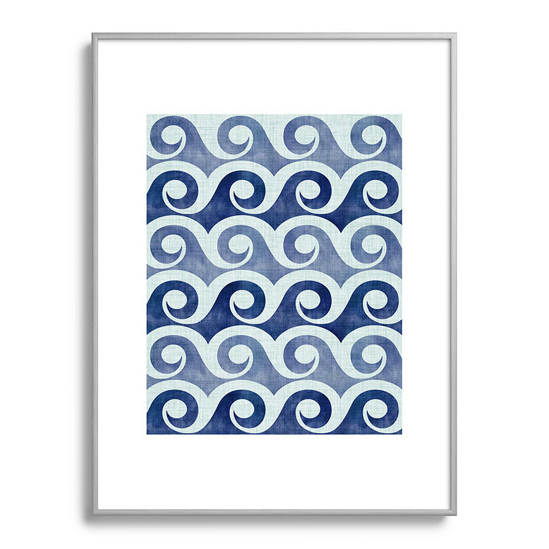 Indigo Geometric Beach Waves Framed Art Print Gallery Image 135