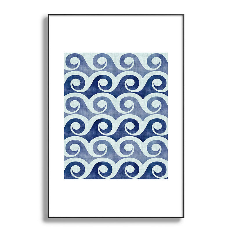 Indigo Geometric Beach Waves Framed Art Print Gallery Image 119