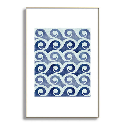 Indigo Geometric Beach Waves Framed Art Print Gallery Image 127
