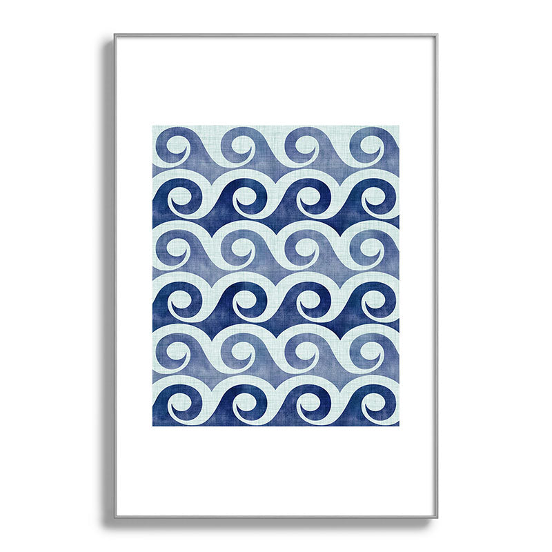 Indigo Geometric Beach Waves Framed Art Print Gallery Image 138