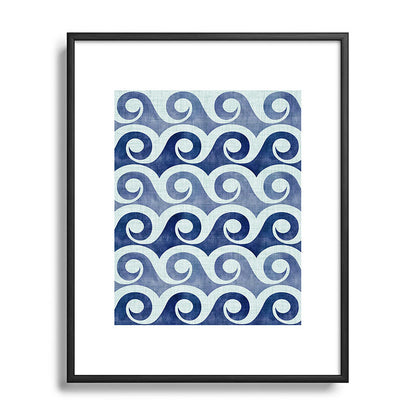 Indigo Geometric Beach Waves Framed Art Print Gallery Image 111