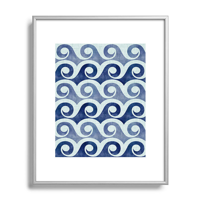 Indigo Geometric Beach Waves Framed Art Print Gallery Image 131