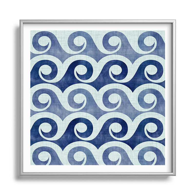 Indigo Geometric Beach Waves Framed Art Print Gallery Image 140