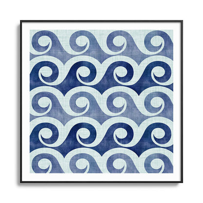 Indigo Geometric Beach Waves Framed Art Print Gallery Image 126