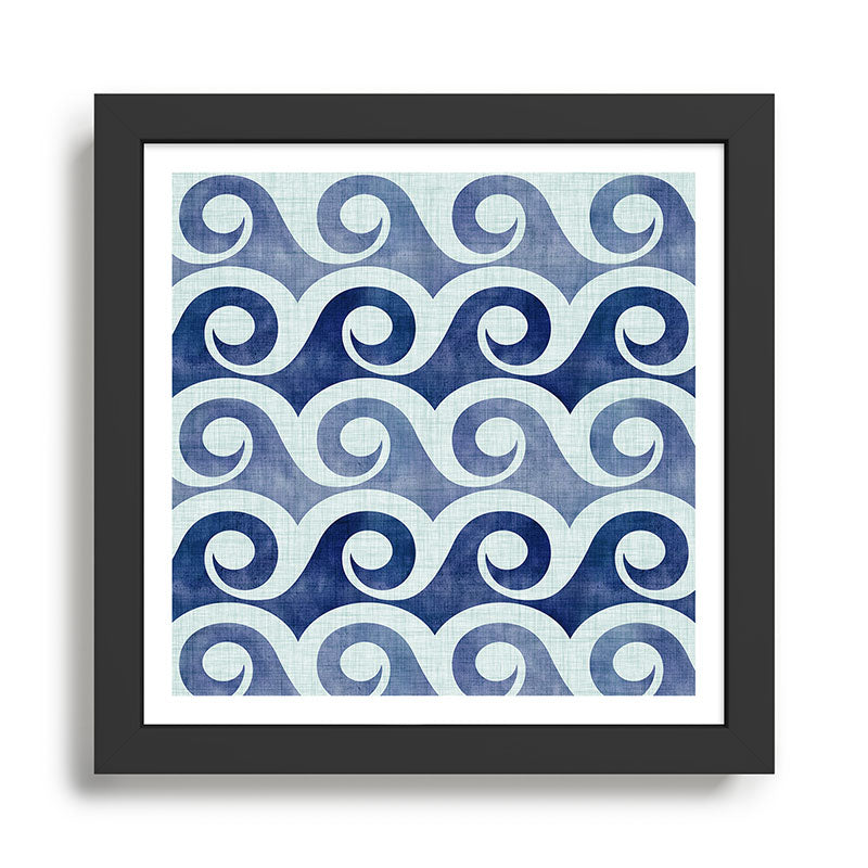 Indigo Geometric Beach Waves Framed Art Print Gallery Image 2