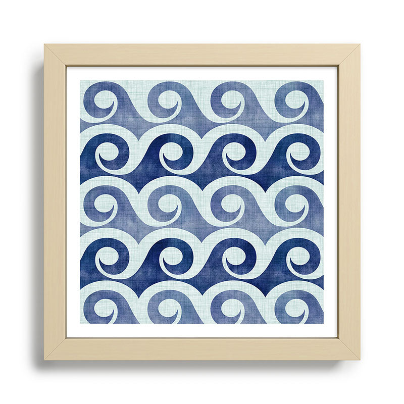 Indigo Geometric Beach Waves Framed Art Print Gallery Image 24