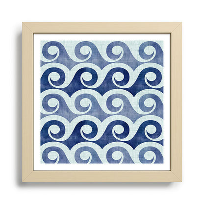 Indigo Geometric Beach Waves Framed Art Print Gallery Image 24