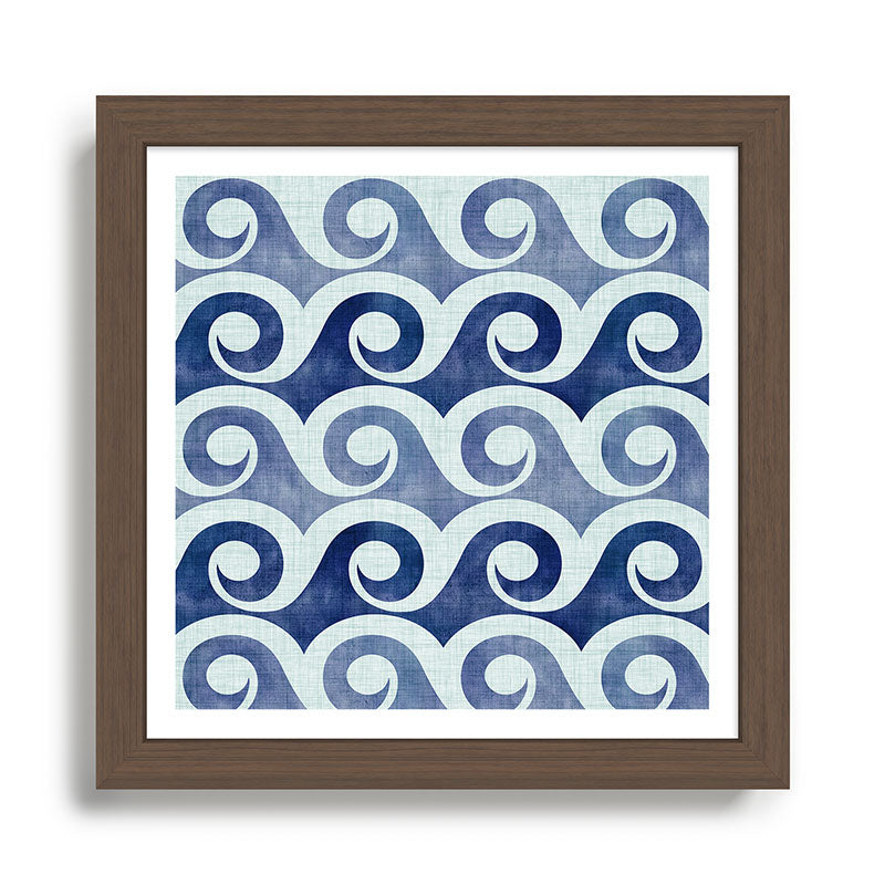 Indigo Geometric Beach Waves Framed Art Print Gallery Image 13