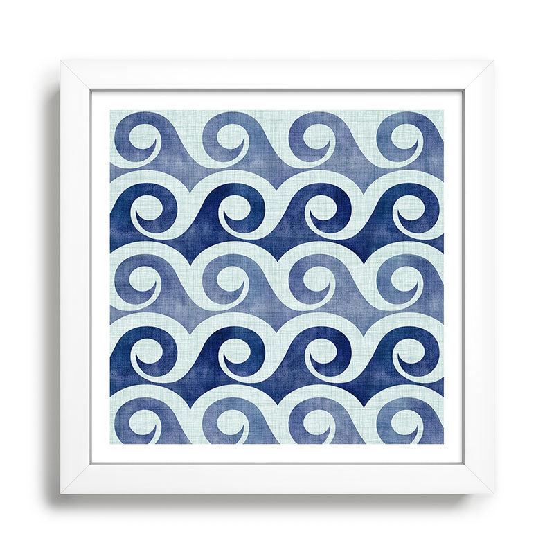 Indigo Geometric Beach Waves Framed Art Print Gallery Image 35