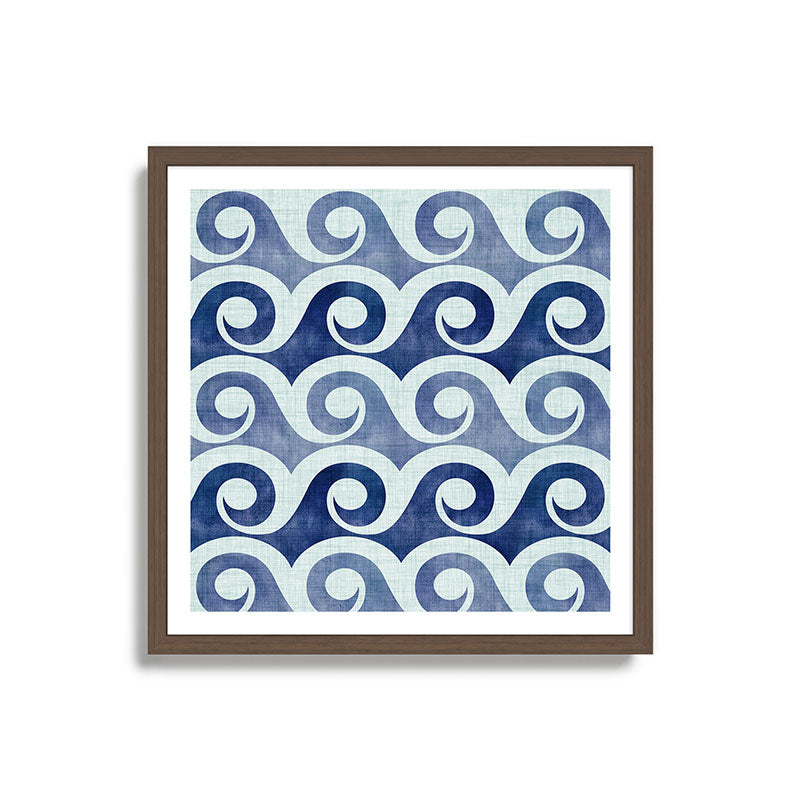 Indigo Geometric Beach Waves Framed Art Print Gallery Image 17