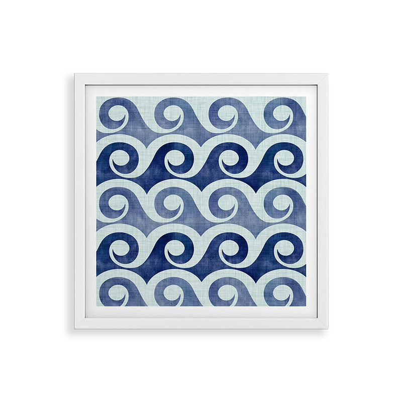 Indigo Geometric Beach Waves Framed Art Print Gallery Image 38