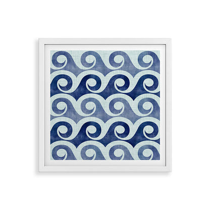 Indigo Geometric Beach Waves Framed Art Print Gallery Image 38