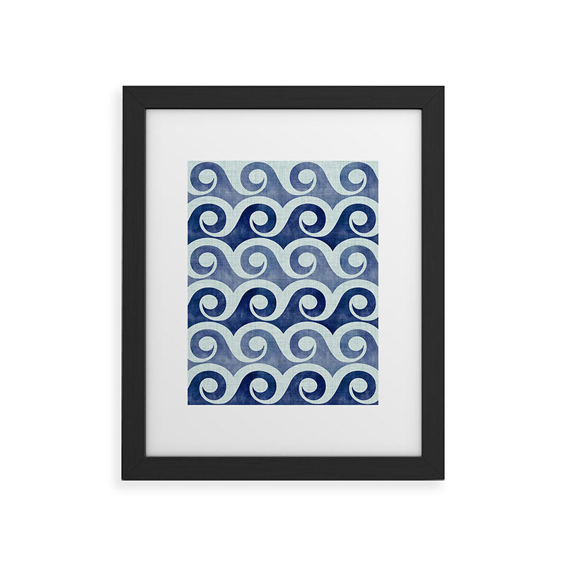 Indigo Geometric Beach Waves Framed Art Print Gallery Image 40