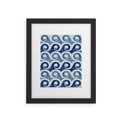 Indigo Geometric Beach Waves Framed Art Print Gallery Image 40
