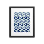 Indigo Geometric Beach Waves Framed Art Print Gallery Image 1