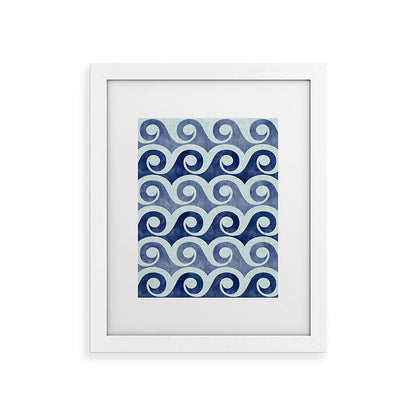 Indigo Geometric Beach Waves Framed Art Print Gallery Image 75