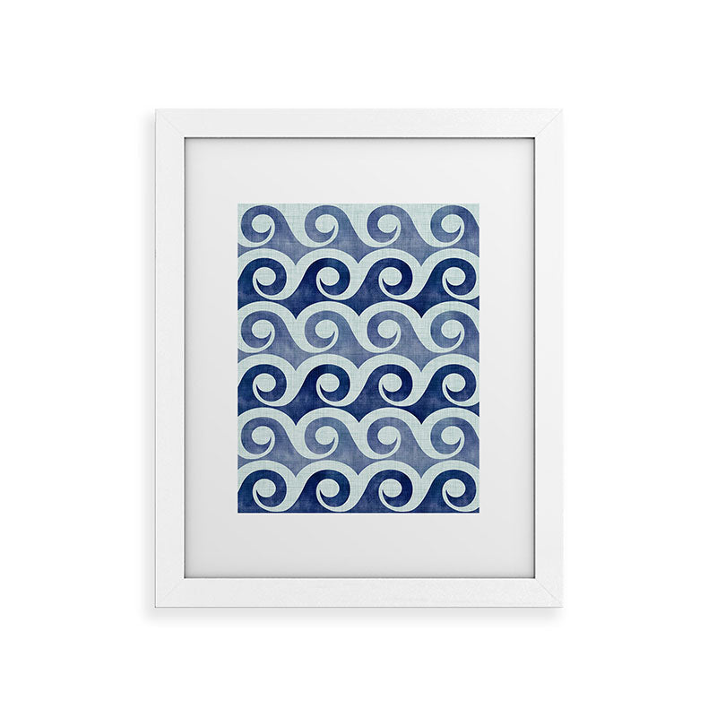 Indigo Geometric Beach Waves Framed Art Print Gallery Image 70