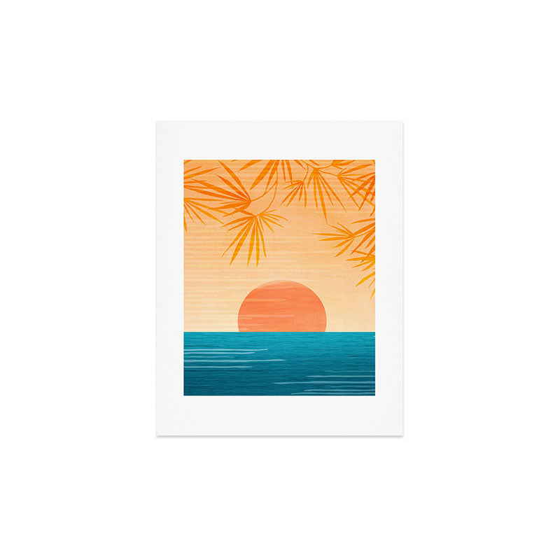 Orange Tropical Sunset Landscape 2 Art Print Gallery Image 3