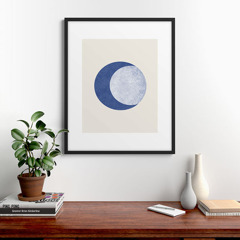 Moon Crescent - Blue Framed Art Print Gallery Image 9