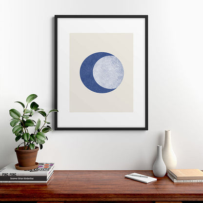 Moon Crescent - Blue Framed Art Print Gallery Image 9
