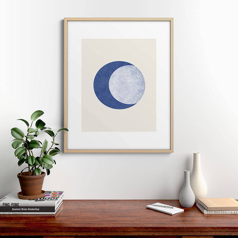 Moon Crescent - Blue Framed Art Print Gallery Image 29