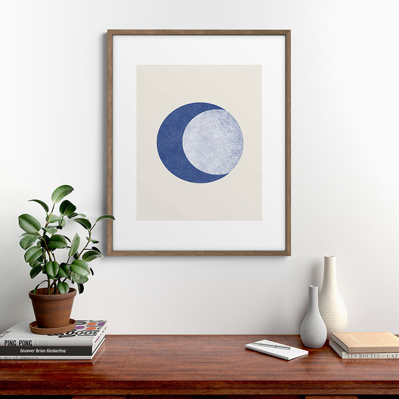 Moon Crescent - Blue Framed Art Print Gallery Image 19