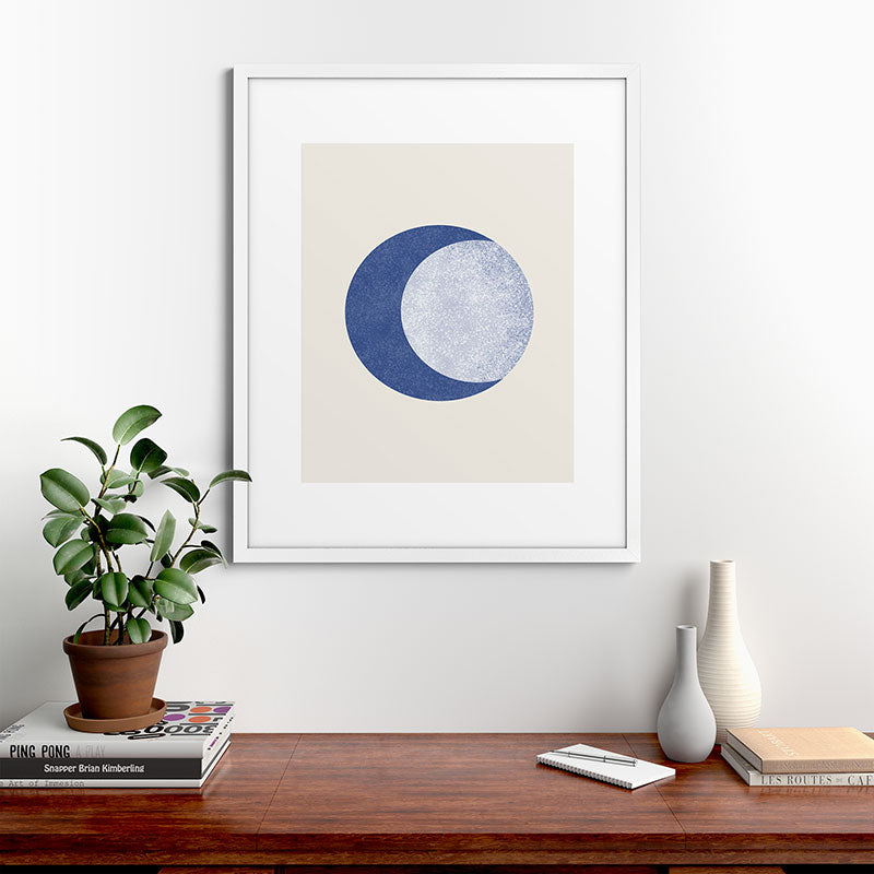 Moon Crescent - Blue Framed Art Print Gallery Image 76