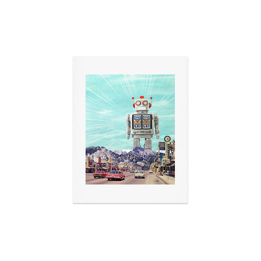 Robot in Town Art Print Gallery Image 2