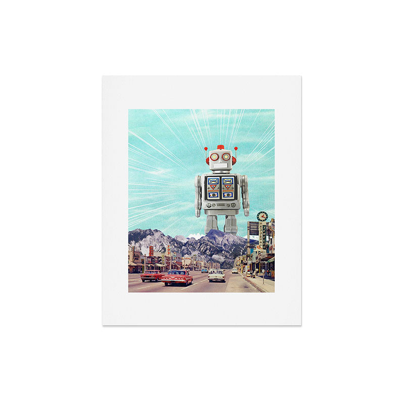 Robot in Town Art Print Gallery Image 4