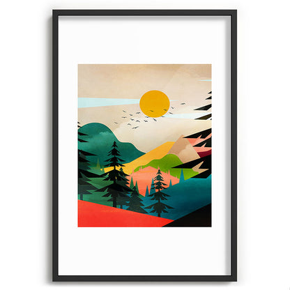 Colorful Morning in the Mountain Forest Framed Art Print Gallery Image 85