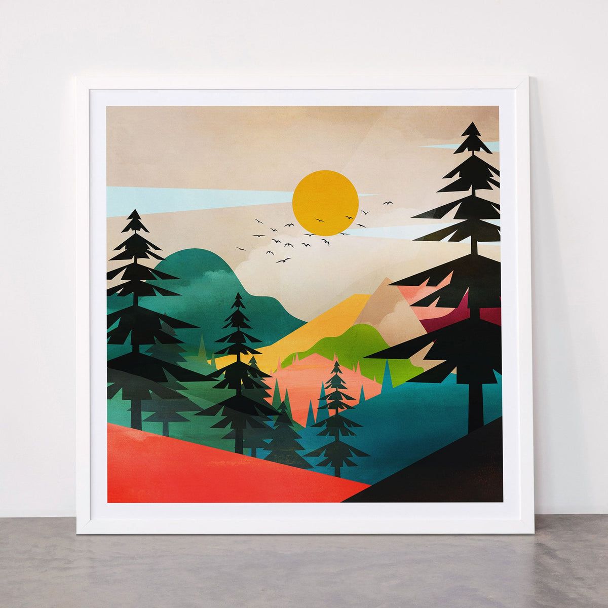 Colorful Morning in the Mountain Forest Framed Art Print Gallery Image 87