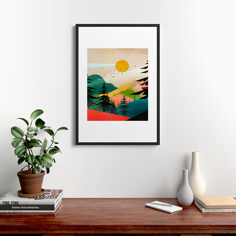 Colorful Morning in the Mountain Forest Framed Art Print Gallery Image 8