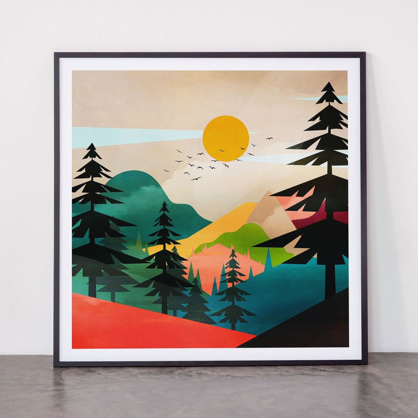 Colorful Morning in the Mountain Forest Framed Art Print Gallery Image 11