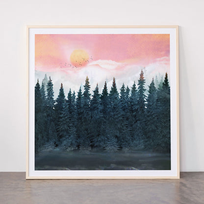 Forest Under the Sunset Framed Art Print Gallery Image 33