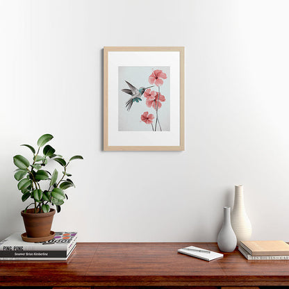 Hummingbird with Hibiscus Framed Art Print Gallery Image 47