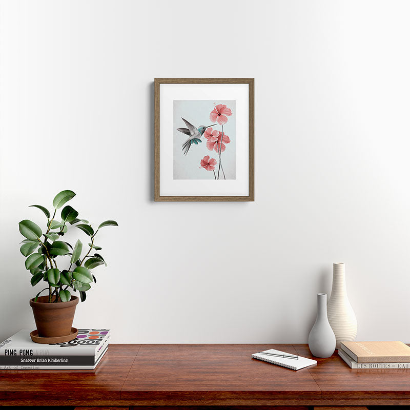 Hummingbird with Hibiscus Framed Art Print Gallery Image 11